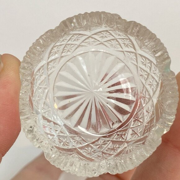 Set of 2 Vintage Open Round Salt Dip/Salt Cellars Fan Pineapple Shape Glass - Picture 11 of 14